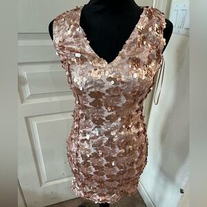 Rose Gold Sequin Mini Dress‎